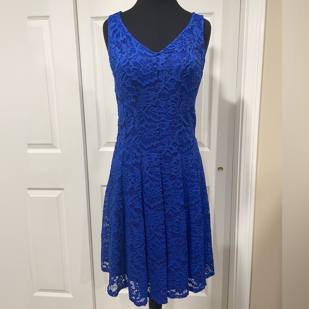 db royal blue lace dress, size 8